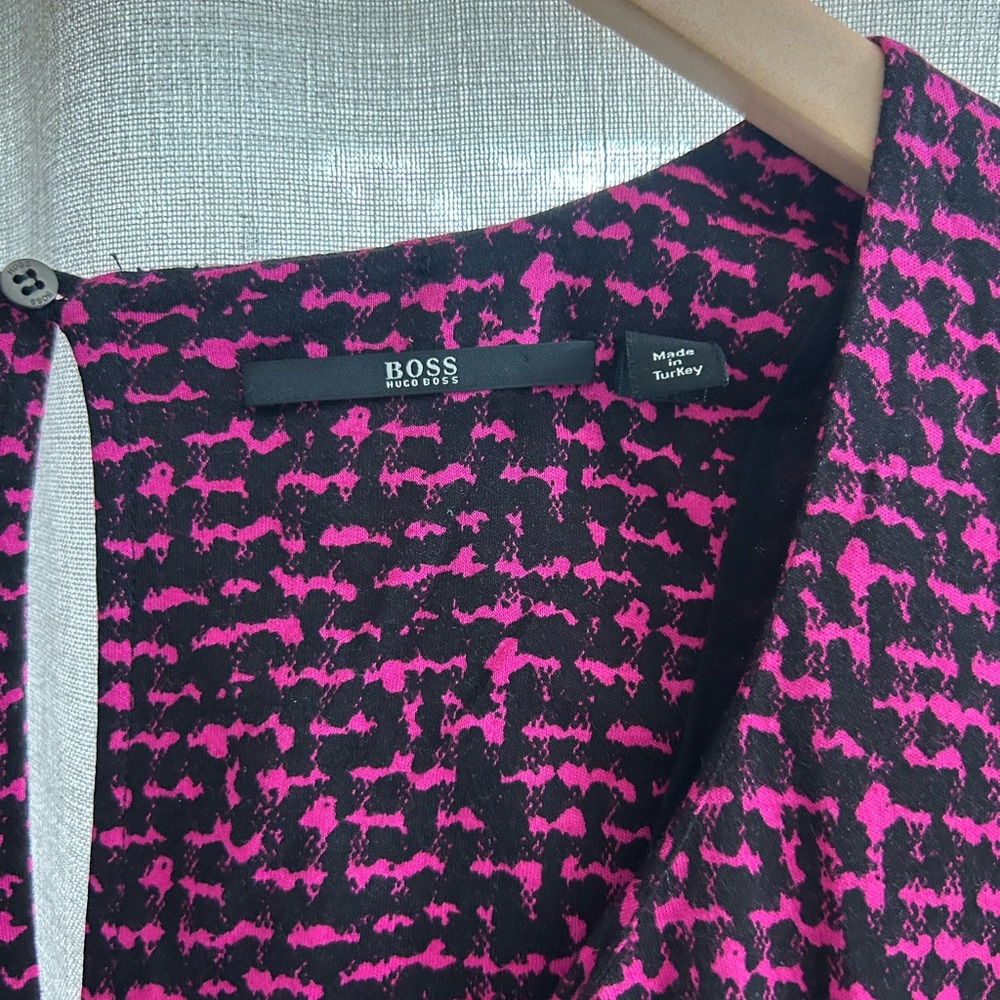 Hugo Boss Pink and Black Long Sleeve Dress